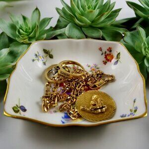 Bone China Rose Ring Dish, Poise Jewel's Gift Caddy Royal Crown Derby England